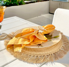 Load image into Gallery viewer, Handmade Fringe Iraca Placemats - Eco-Friendly 17" Diameter  Natural Fiber Table Decor