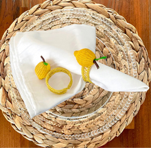 Load image into Gallery viewer, Iraca Palm Napkin Ring - Handmade Eco-Friendly Table Decor, Lemon Design