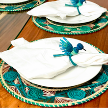 Load image into Gallery viewer, Iraca Palm Napkin Ring - Handmade Eco-Friendly Table Decor, Hummingbird Design