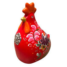 Load image into Gallery viewer, Ceramic Hand Painted Andean Hen with Sterling Silver Rosette-Red
