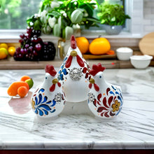 Load image into Gallery viewer, Ceramic Hand Painted Andean Hen with Sterling Silver Rosette-White