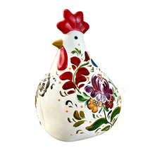 Load image into Gallery viewer, Ceramic Hand Painted Andean Hen with Sterling Silver Rosette-White