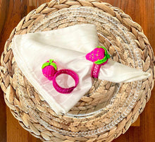 Load image into Gallery viewer, Iraca Palm Napkin Ring - Handmade Eco-Friendly Table Decor, Strawberry Design