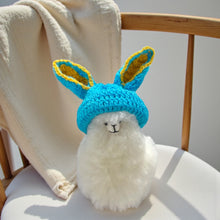 Load image into Gallery viewer, Baby Alpaca Fur Llama Stuffed Animal with Alpaca Wool Bunny Hat - Easter Gift