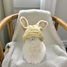 Load image into Gallery viewer, Baby Alpaca Fur Llama Stuffed Animal with Alpaca Wool Bunny Hat - Easter Gift