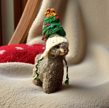Load image into Gallery viewer, Mini Alpaca Stuffed Animal with Christmas Tree Chullo Hat Handmade in Peru