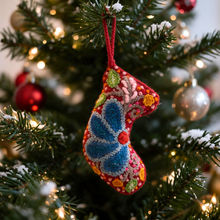Load image into Gallery viewer, Christmas Ornament – Hand Embroidered Wool Mini Stocking