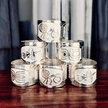 Load image into Gallery viewer, Elegant Nazca Lines Silver Plated
Napkin Rings - Set of 6 Unique Peruvian
Table Decor