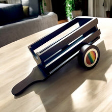 Load image into Gallery viewer, Handcrafted Mahogany Wine Holder with Sterling Silver Accents - Unique
Wine Cart Gift for Enthusiasts