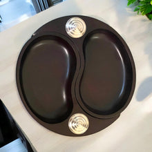 Load image into Gallery viewer, Handcrafted Mahogany Wood and Sterling Silver Tray Set - Yin and Yang Design