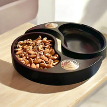 Load image into Gallery viewer, Handcrafted Mahogany Wood and Sterling Silver Tray Set - Yin and Yang Design