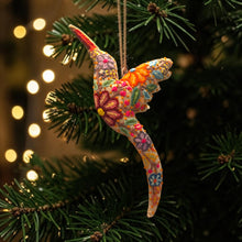 Load image into Gallery viewer, Hummingbird Ornament – Hand-Embroidered Hanging Decor | Handmade Gift