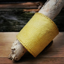 Load image into Gallery viewer, Unique Handmade Fish Leather Cuff Bracelet | Sustainable Mahi Mahi, Sea Bass, & Paiche Options