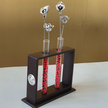 Load image into Gallery viewer, Minimalistic Mahogany Wood Stand With Sterling Silver Accents