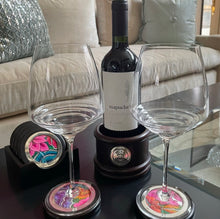 Load image into Gallery viewer, Floral Tapestry Cedar Coaster Set and Sterling Silver Accent