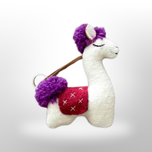 Load image into Gallery viewer, Alpaca Fabric Sleepy Llama Keychain