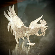 Load image into Gallery viewer, Sterling Silver 950 Fighting Roosters with Mirror Tray - Traditional Peruvian Art