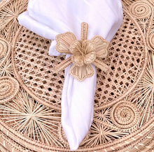 Load image into Gallery viewer, Iraca Palm Napkin Ring - Handmade Eco-Friendly Table Decor, Orchid Design