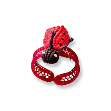 Load image into Gallery viewer, Iraca Palm Napkin Ring - Handmade Eco-Friendly Table Decor, Ladybug Design