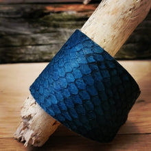 Load image into Gallery viewer, Unique Handmade Fish Leather Cuff Bracelet | Sustainable Mahi Mahi, Sea Bass, & Paiche Options