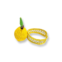 Load image into Gallery viewer, Iraca Palm Napkin Ring - Handmade Eco-Friendly Table Decor, Lemon Design