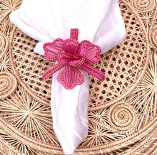 Load image into Gallery viewer, Iraca Palm Napkin Ring - Handmade Eco-Friendly Table Decor, Orchid Design