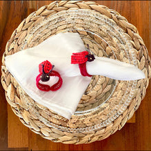 Load image into Gallery viewer, Iraca Palm Napkin Ring - Handmade Eco-Friendly Table Decor, Ladybug Design