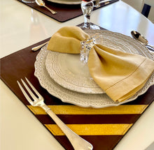 Load image into Gallery viewer, Square Organic Leather Placemat with Fish leather Accent