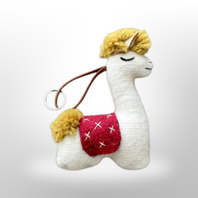 Load image into Gallery viewer, Alpaca Fabric Sleepy Llama Keychain