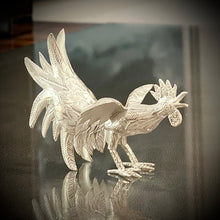 Load image into Gallery viewer, Sterling Silver 950 Fighting Roosters with Mirror Tray - Traditional Peruvian Art