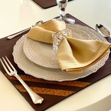 Load image into Gallery viewer, Square Organic Leather Placemat with Fish leather Accent
