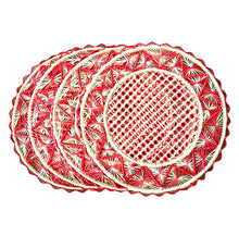 Load image into Gallery viewer, Iraca Palm Placemats-ZigZag Red
