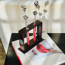 Load image into Gallery viewer, Minimalistic Mahogany Wood Stand With Sterling Silver Accents