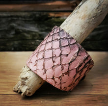 Load image into Gallery viewer, Unique Handmade Fish Leather Cuff Bracelet | Sustainable Mahi Mahi, Sea Bass, & Paiche Options