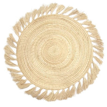 Load image into Gallery viewer, Handmade Fringe Iraca Placemats - Eco-Friendly 17" Diameter  Natural Fiber Table Decor