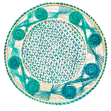 Load image into Gallery viewer, Handmade Caracol Iraca Placemats - Eco-Friendly 14&quot; Natural Fiber Table Decor, Turquoise
