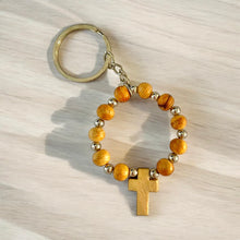 Load image into Gallery viewer, Mini Palo Santo Rosary Keychain | Handcrafted &amp; Aromatic | Perfect for Daily Inspiration &amp; Faith on the Go
