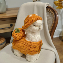 Load image into Gallery viewer, Alpaca Stuffed Animal in Pumpkin Outfit
Baby Alpaca Fiber Handmade in Peru
