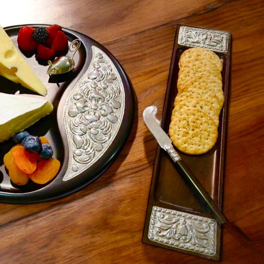 Handcrafted Mahogany Cracker Tray With Sterling Silver Detail - Unique Gift Idea