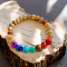 Load image into Gallery viewer, Chakra Bracelet with Palo Santo &amp; Crystals | Handmade for Balance &amp; Healing | Ethically Sourced Natural Materials
