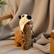 Load image into Gallery viewer, Mini Alpaca Stuffed Animal with Panda Chullo Hat Handmade in Peru
