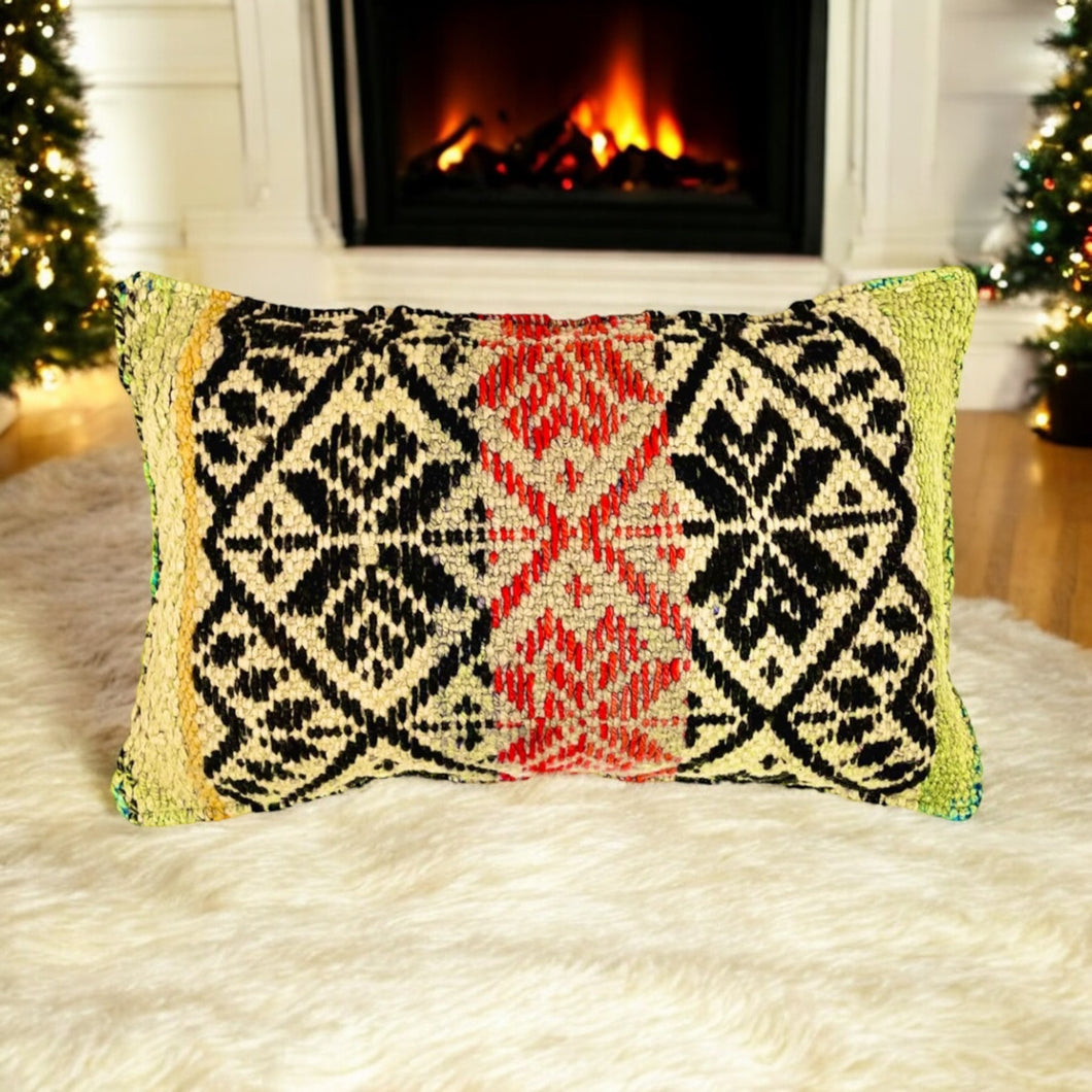 Handcrafted Vintage Lumbar Pillow - Unique Artisan Accent for Your Home