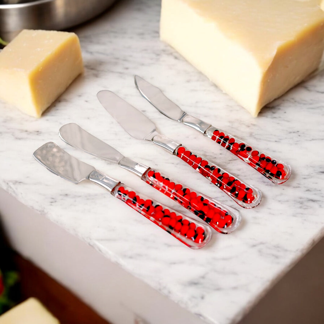 Handmade Huayruro Cheese Spreader Knife Set - Unique Artisan Kitchenware Gift