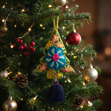 Load image into Gallery viewer, Christmas Tree Ornament – Hand Embroidered Wool Holiday Decor
