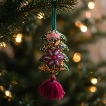 Load image into Gallery viewer, Christmas Tree Ornament – Hand Embroidered Wool Holiday Decor
