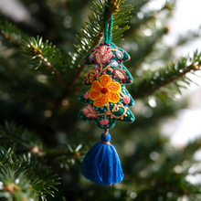 Load image into Gallery viewer, Christmas Tree Ornament – Hand Embroidered Wool Holiday Decor
