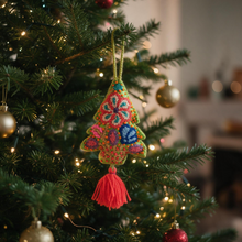 Load image into Gallery viewer, Christmas Tree Ornament – Hand Embroidered Wool Holiday Decor
