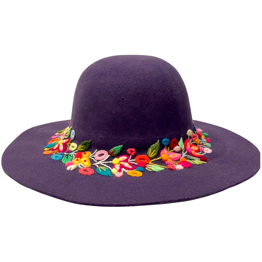 Embroidered Floral Wide Brim Hat Fashion Culture Women main image 4