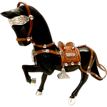Load image into Gallery viewer, Walking Horse Sculpture-Cedar Wood &amp; Sterling Silver Accents
