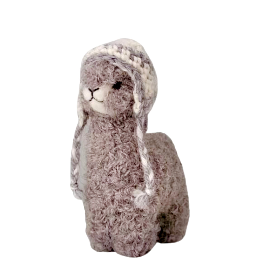 Mini Huacaya Alpaca With Chullo Hat